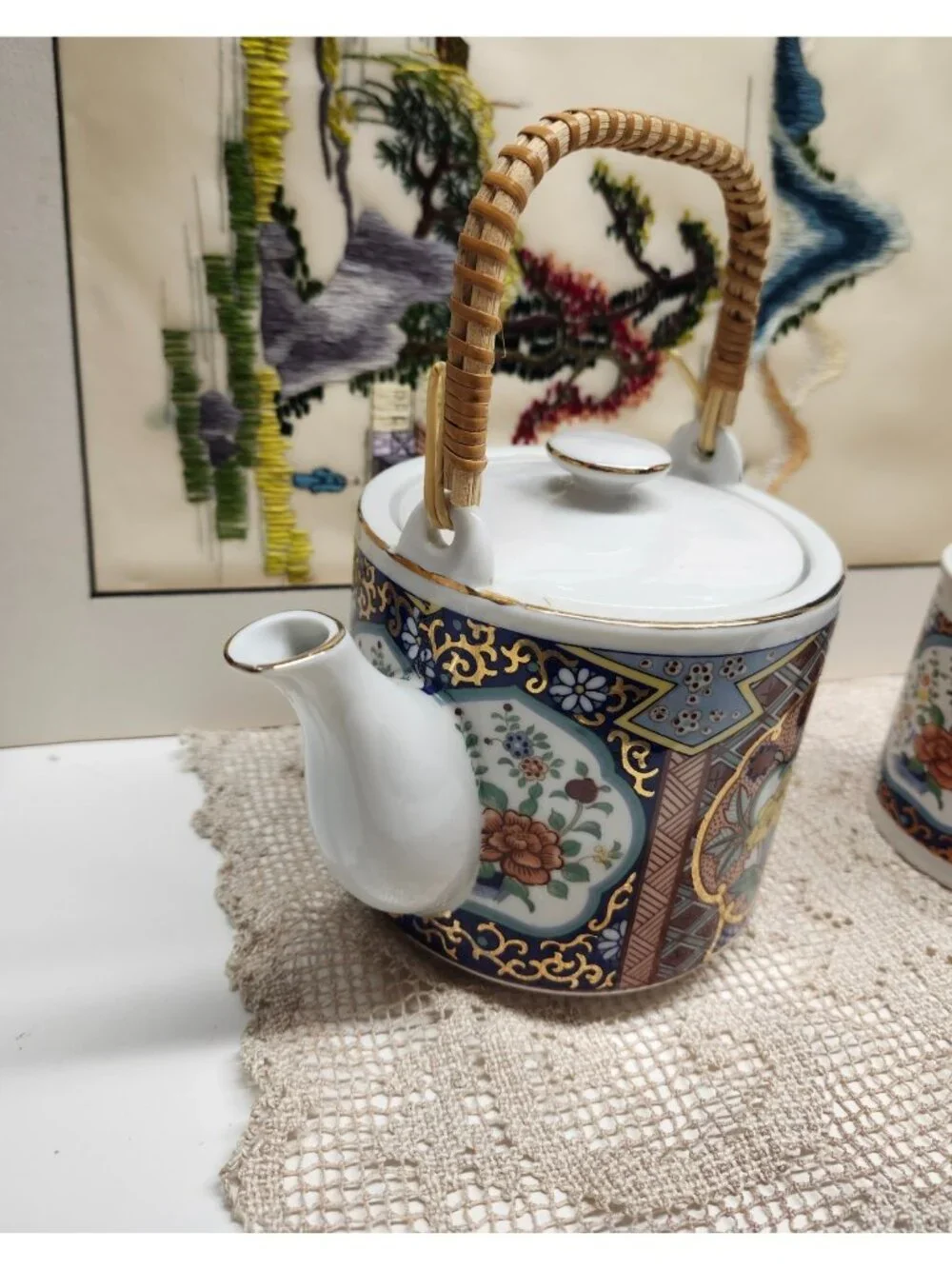 Imari Ware Teapot & Mug Set National Silver Co Nagoya Japan Vintage